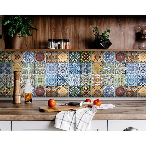 7 x 7 in. Jessa Multi Blue Mosaic Peel & Stick Tiles