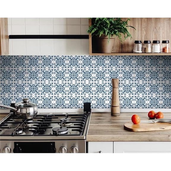 7 x 7 in. Teal & White Mosaic Peel & Stick Removable Tiles