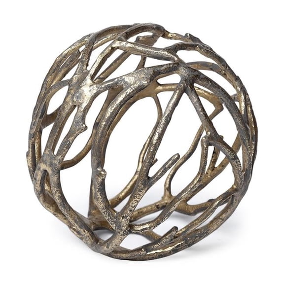 7 x 7 x 7 in. Gold Metal Tree Branch Sculpture