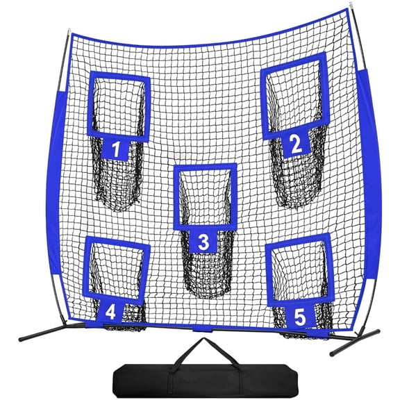 7 x 7ft Football Trainer Throwing Net, Training Target Practice with 5 Targets, Great for Quarterback & Youth Practice, Includes Carry Bag