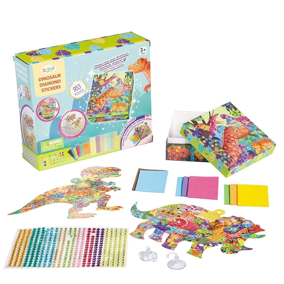 7" x 8 1/4" Bright Color Diamond Painting Dinosaur Sticker Set - 953 Pc.