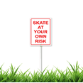 thumbnail image 1 of 7 x 8.8 inch Skate at Your Own Risk Yard Sign with Stake, Aluminum, Set of 1, 1 of 5