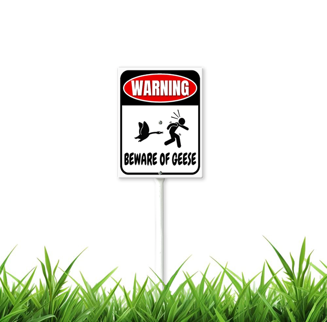 Warnschild 'Beware Of Geese' – Aluminiumverbund, 21,6x25,4 Cm, Wetterfest, Für Garten & Privatgrundstück