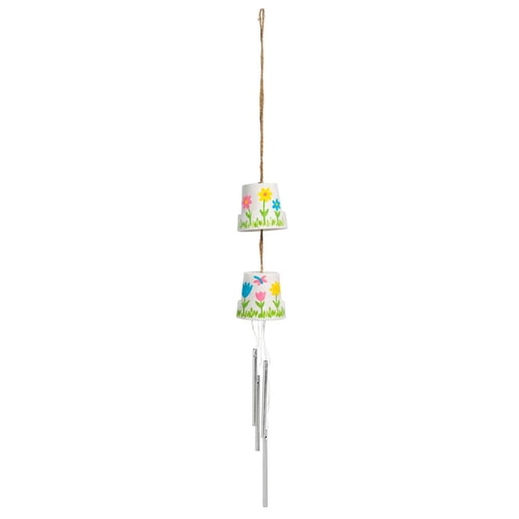 7" x 8" DIY Ceramic Pot & Metal Wind Chimes Craft Kit