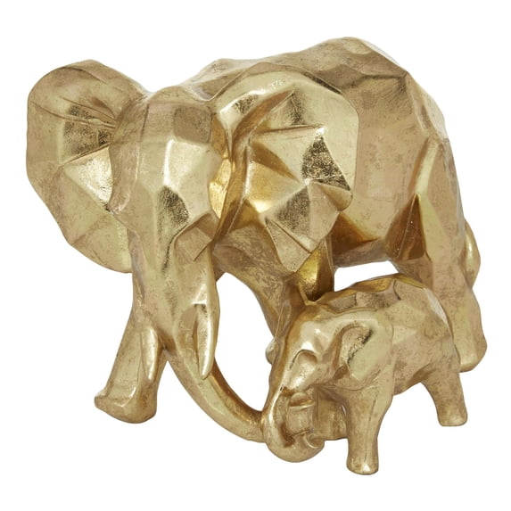 7" x 8" Gold Polyresin Elephant Sculpture, by CosmoLiving by Cosmopolitan