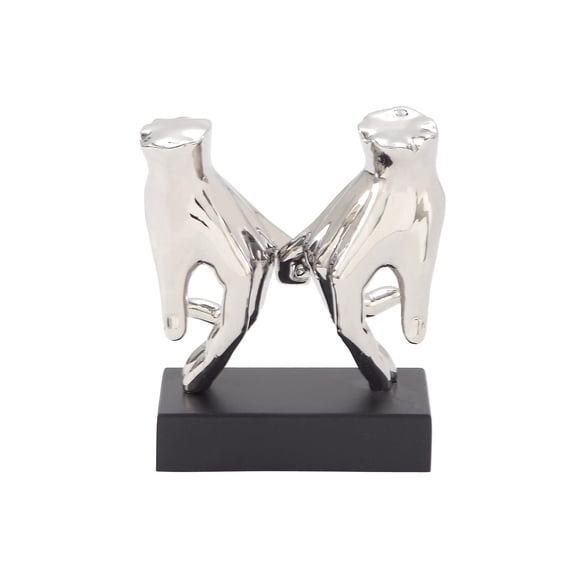 7" x 8" Silver Porcelain Ceramic Hands Sculpture, by DecMode