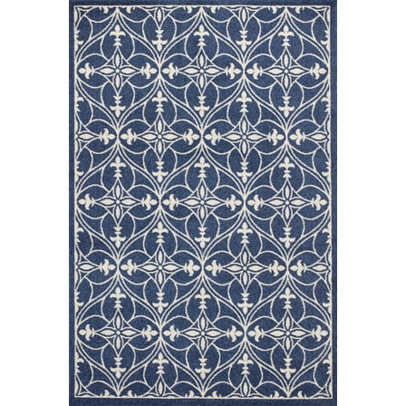 7' x 9' Denim Vintage Trellis UV Treated Indoor Area Rug