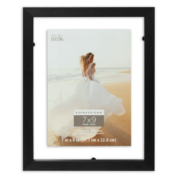 7" x 9" Expressions Black Float Picture Frame by Studio Decor - Fold-out Easel Included - Horizontal or Vertical Display - 1 Pack