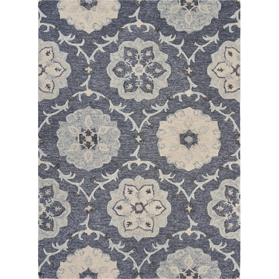 7’ x 9’ Gray Floral Trellis Area Rug