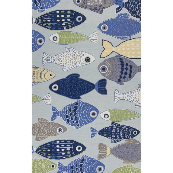 7' x 9' Polyester Light Blue Area Rug