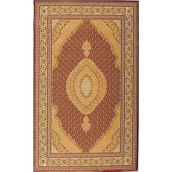 7’ x 9’ Red and Beige Medallion Area Rug
