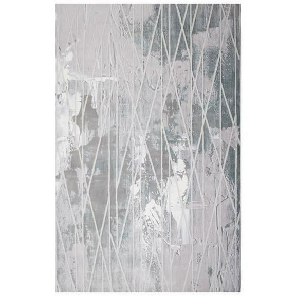 7 x 9 ft. Abstract Washable Non Skid Area Rug, Blue & Gray