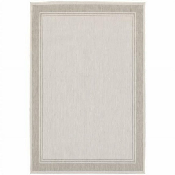 7 x 9 ft. Bordered Indoor Outdoor Area Rug - Ivory & Gray