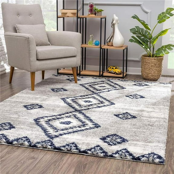 7 x 9 ft. Gray & Navy Boho Chic Area Rug