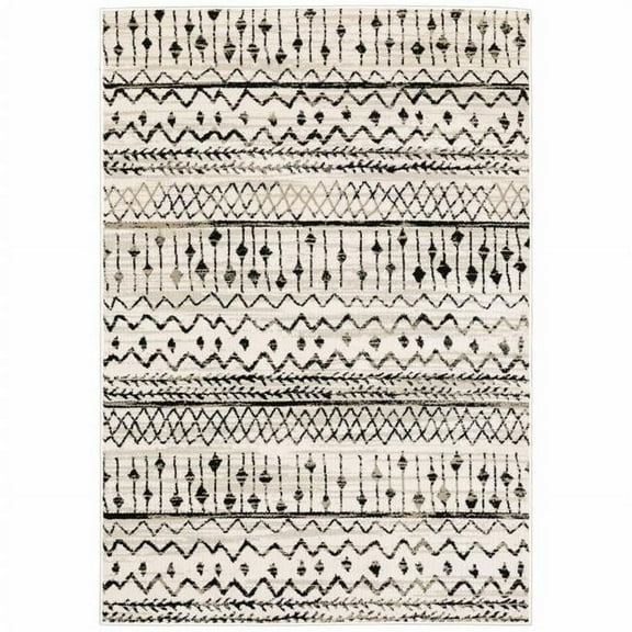 7 x 9 ft. Ivory & Black Eclectic Patterns Indoor Area Rug