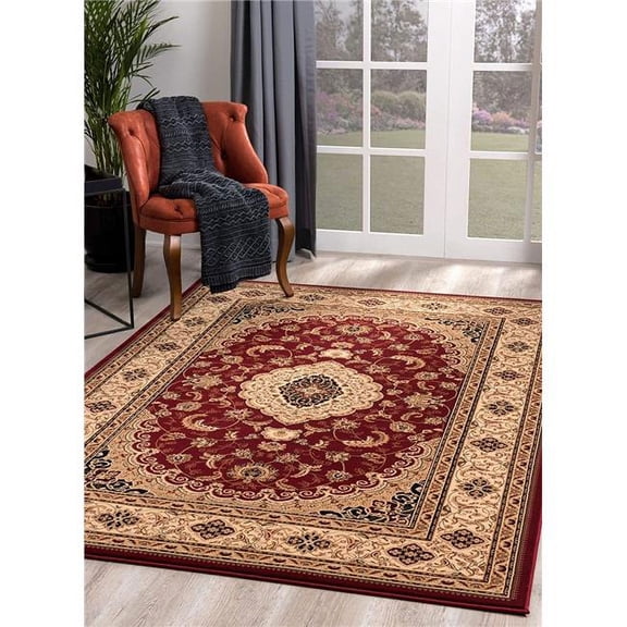 7 x 9 ft. Red Floral Medallion Area Rug
