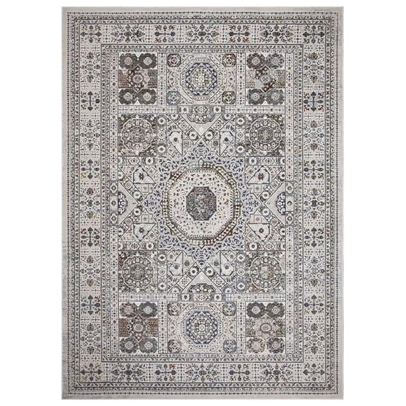 7 x 9 ft. Suzani Medallion Rectangle Area Rug - Ivory - 7 x 9 ft.