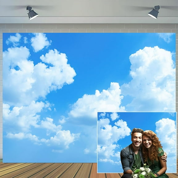 7 x 7 ft Blue Sky White Cloud Backdrop Sky Cloud Photography Backdrop Newborn Spring Kids Children Aviator Baby Shower Wedding Party Decoration Studio Props