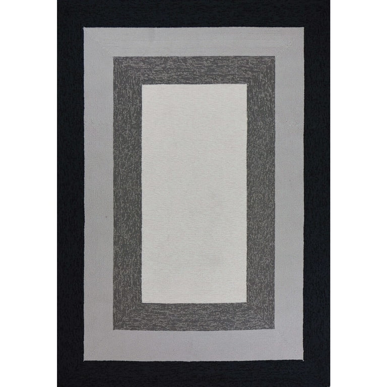7'X10' Spa Blue Hand Hooked Uv Treated Bordered Indoor Outdoor Area Rug 7'X10' Spa Blue Hand Hooked Uv Treated Bordered Indoor Outdoor Area Rug