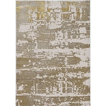 7'x10' Ivory Gold Machine Woven Abstract Indoor Area Rug