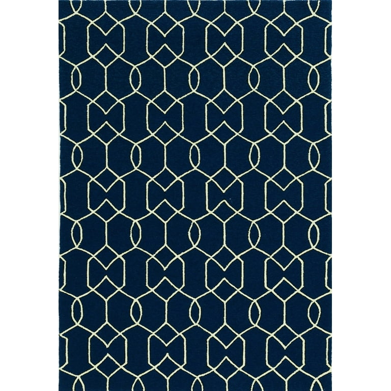 7'X10' Spa Blue Hand Hooked Uv Treated Bordered Indoor Outdoor Area Rug 7'X10' Spa Blue Hand Hooked Uv Treated Bordered Indoor Outdoor Area Rug