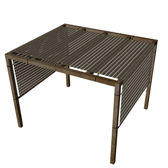 7'x10' Pergola Replacement Cover Canopy Sun Shade Screen Panel with Gromets Weighted Rods for Patio Deck Backyard Hollow out Brown