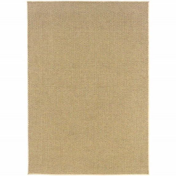 7'x10' Solid Sand Beige Indoor Outdoor Area Rug - 3'6" 101.97"W x 155.91"D x 0.16"H 9' x 12' Indoor Rectangle