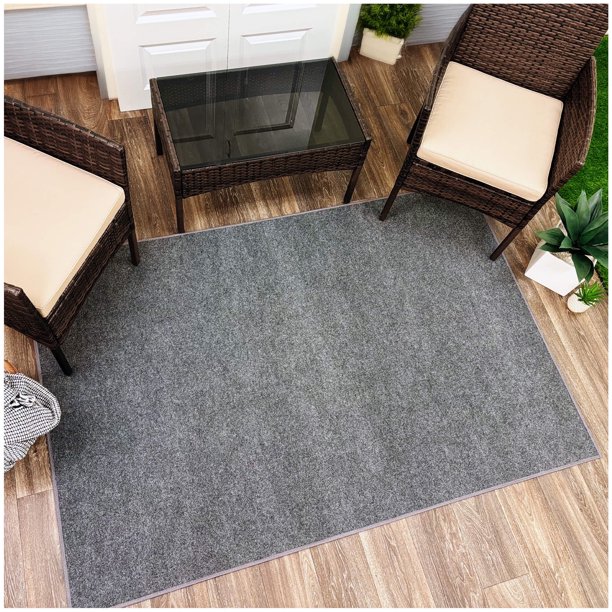 Koeckritz Rugs Grey Indoor/Outdoor Area Rug, 7'x12', Lightweight & Durable