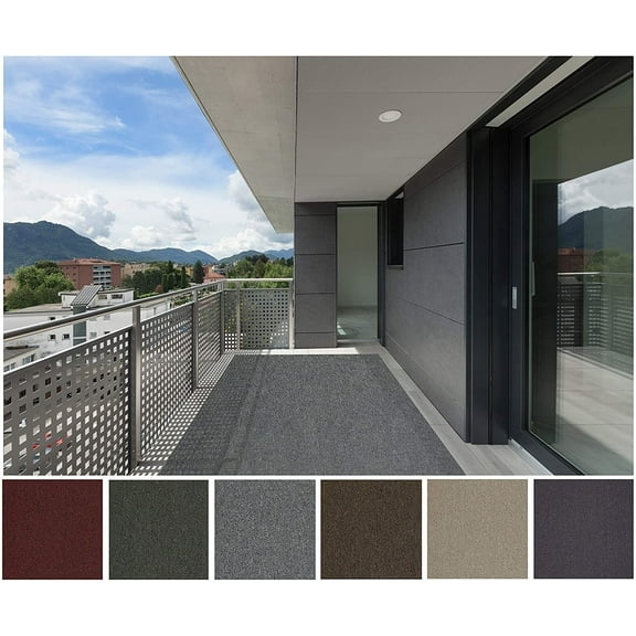 7'x14' Cinder Block Gray - Indoor Outdoor Area Rug Carpet Runners with a Premium Fabric Finished Edges