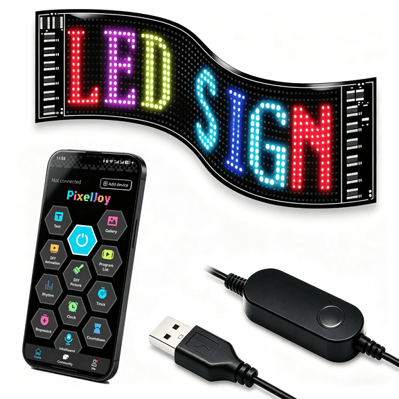 SENCKIT 7"x3" Flexible Rgb Led Sign, App Controlled Programmable Led Display for Car Rear Window and Shop Window.