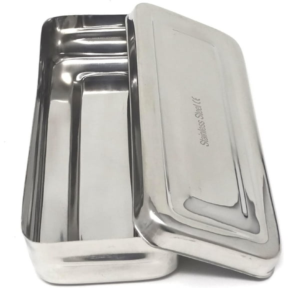 7"x3"x1.5" Rectangular Empty Metal Container Basic Necessities Home Storage Organizer Box Silver Stainless Steel