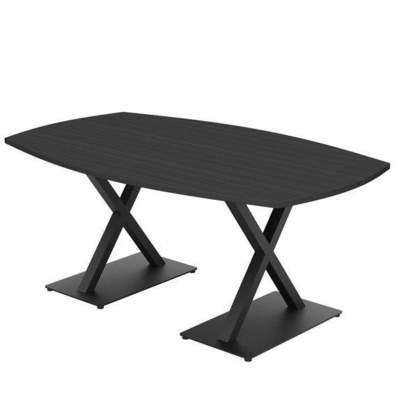 4X6 Arc Boat Conference Table with X Base Data And Electric Unit