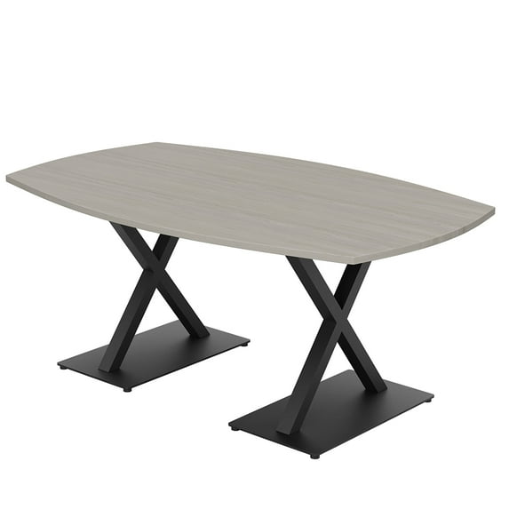 7'x4' Arc Boat Conference Table with X Bases Data And Electric Module