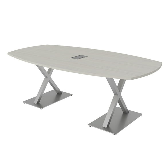 7'x4' Arc Boat Conference Table with X Bases Data And Electric Module