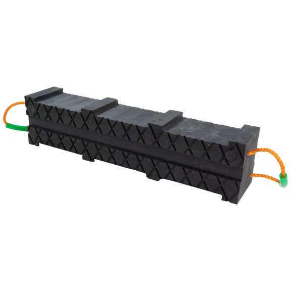7"x6"x30" Black Cribbing Block with Comfortable Rope Handles and Interlocking, Non-Slip Surface - 75 Ton Heavy Duty UHMWPE Plastic Stabilizer Block, Used for Loads & Support