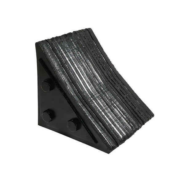 7"x7-1/2"x7-1/2" Small Laminated Rubber Wheel Chock for Semi Trucks RVs & Trailers - Black Heavy Duty Wheel Chocks with Built-in Handle, Steel Plate, Semi Rigid Finish