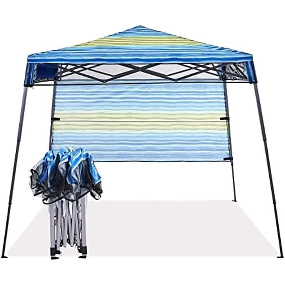7x7 Instant Canopy Tent Pop up Canopy with One Sidewall Compact and Lightweight Beach Canopy with Backpack$$Garden & Patio