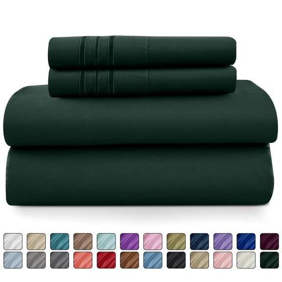 Lux Decor Collection Twin XL Size 4 Piece Sheets Set - Microfiber Deep Pocket Bed Sheets & Pillowcases - Emerald Green