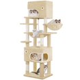 thumbnail image 1 of Cat Tree, 70.1‑Inch Tall Multi‑Level Cat Tower for Indoor Cats with Scratching Posts, Large Platform, Cat Caves and Basket, Beige, 1 of 7
