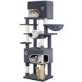 thumbnail image 1 of Hzuaneri Cat Tree, 70.1" Tall Multi‑Level Indoor Cat Tower with Scratching Posts, Large Platform, Caves & Hanging Basket, Dark Grey, 1 of 8