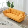 thumbnail image 1 of 70.1 Inch Futon Double Sofa Bed, 2 in 1 Velvet Loveseat Sofa with Adjustable Backrest and Folding Armrests, Effortless Assembly, Futon Sofa Bed for Living Room, Bedroom, Office and Apartment, Yellow, 1 of 8