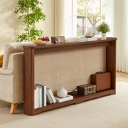 70.1-Inch Long Behind Couch Sofa Table for Living Room, Farmhouse Console Table with Storage, Narrow Accent Entryway Tables for Hallway Entrance Foyer Walnut