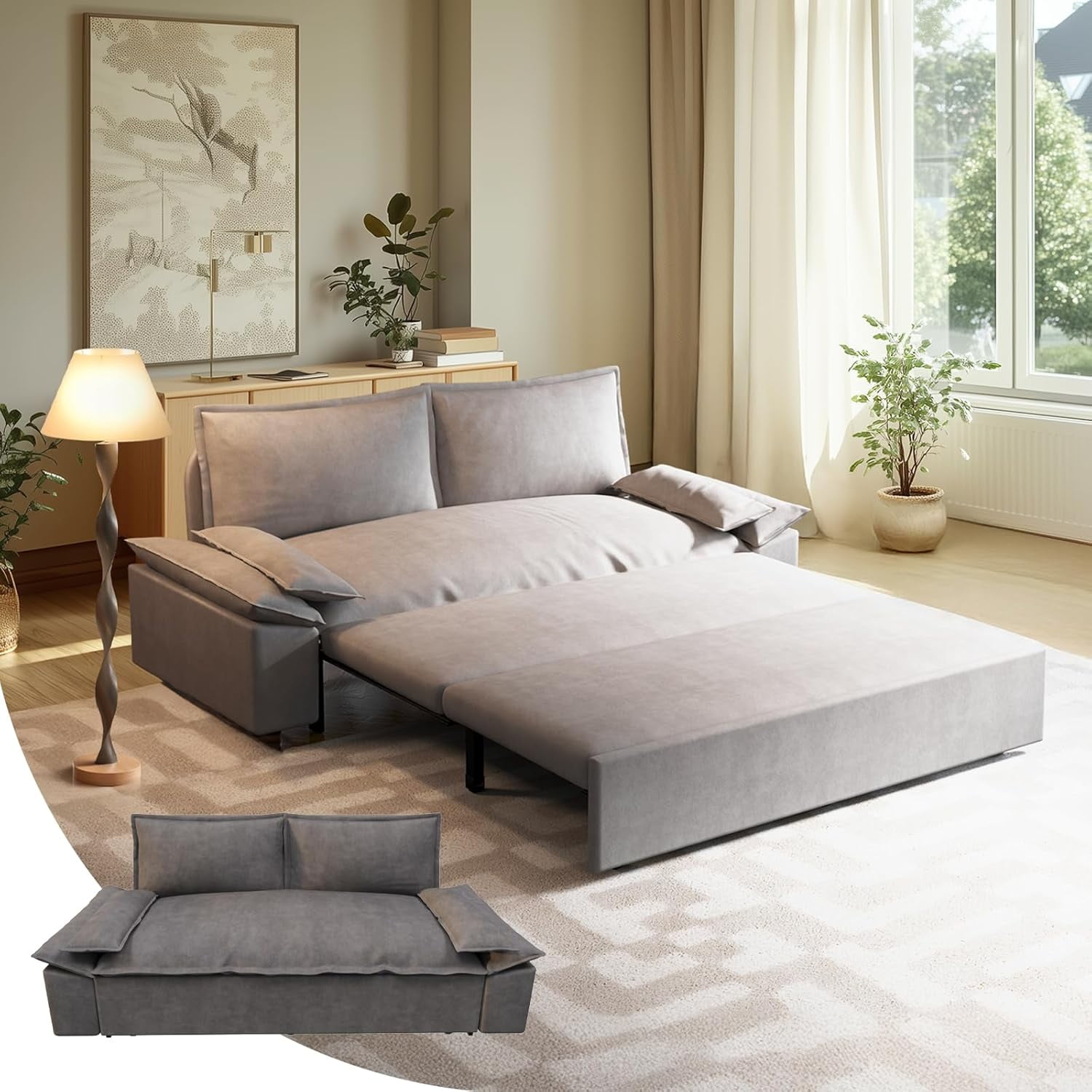 70.1" Queen Pull Out Sofa Bed, Pull Out Bed, 3 in 1 Convertible Sleeper