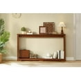 thumbnail image 1 of 70.1" Ripple-Textured Narrow Console Table - Modern Entryway Storage Sofa Back Table with Waterproof Finish, 8.7" Wide (Walnut), 1 of 8