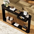 thumbnail image 1 of 70.1" Wavy-Patterned Storage Table with Drawers, Slim Console Table Behind Sofa for Entryway Hallway Living Room, Black, 1 of 10