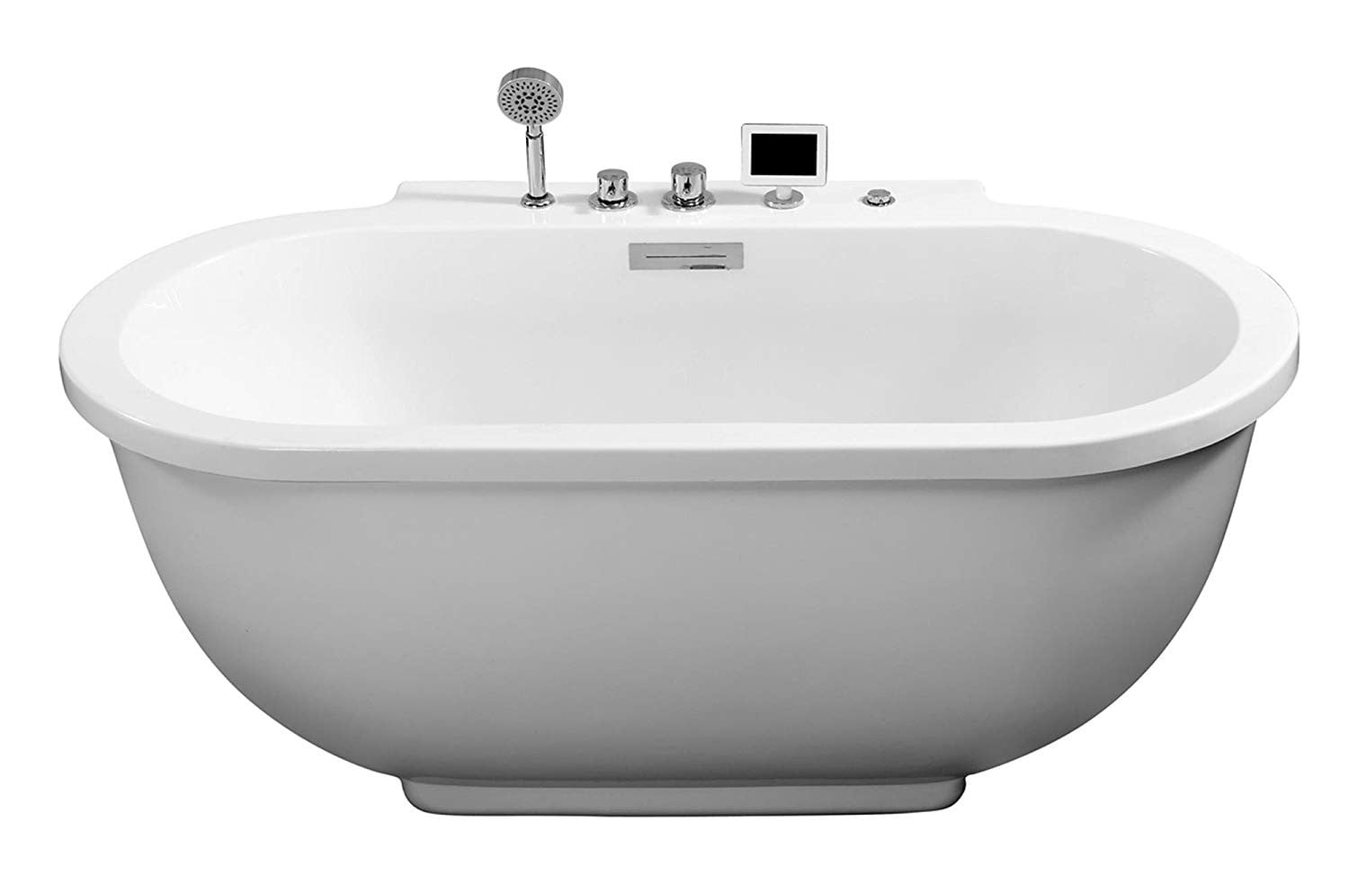 70.1 in. Center Drain Oval Apron Front Whirlpool Bathtub in White