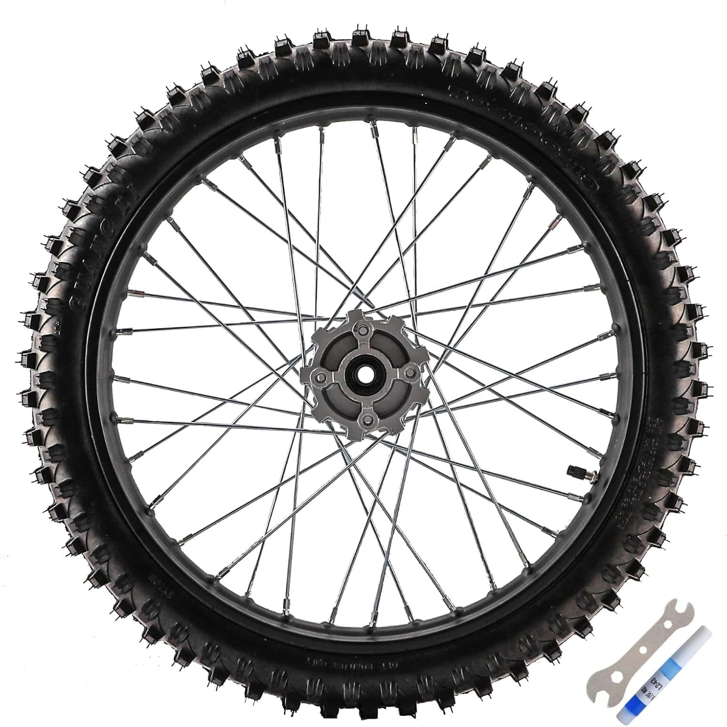 70/100-19 Front Wheel & Tire Combo For Pit Bikes - Fits 15mm Axle, Knobby Tire, Includes Rim & Tube
