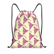 Drawstring Backpack Sports Gym Bag for Women Men, Pink Stingray fish yellow Water Resistant Drawstring Bags for Sports, Gym, Travel, Swimming, Beach