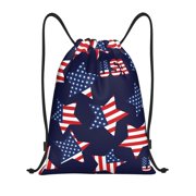 Drawstring Backpack Sports Gym Bag for Women Men, American Stars1 Water Resistant Drawstring Bags for Sports, Gym, Travel, Swimming, Beach