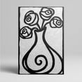 thumbnail image 1 of 70*100cm(28*40inch)  Minimalist Black-and-White Line Art Vase with Roses Framed Line Art Canvas Art Prints, 1 of 8